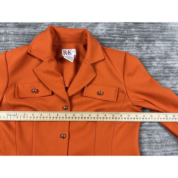 R&K Originals Suit‎ Jacket Womens 8 Orange Button Front 3/4 Sleeve Pockets - Picture 4 of 13